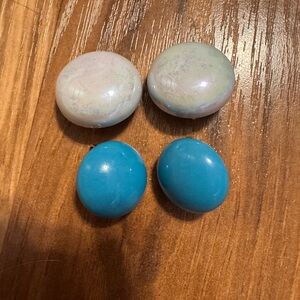 Chic Turquoise and Pearlescent blue clip on vintage Earrings